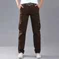 thumbnail image 4 of Pantalones cargo multibolsillos color caqui para hombre, pantalones negros para hombre, para senderismo, exteriores, multibolsillos, ropa de trabajo, Y2k, estilo vintage, largos, holgados, de talla gr, 4 of 5