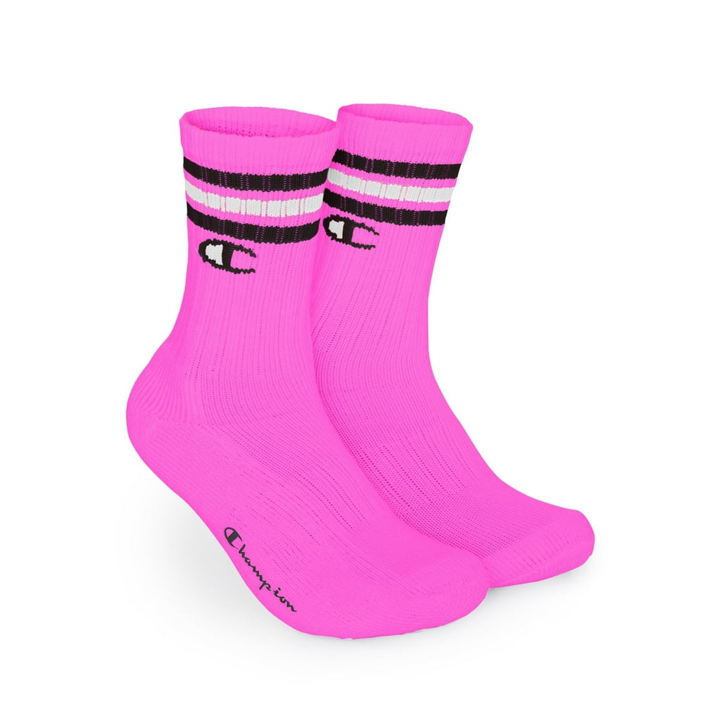 Champion - Champion Life Mens C Logo Crew Socks, 12-14, Pink/Black ...