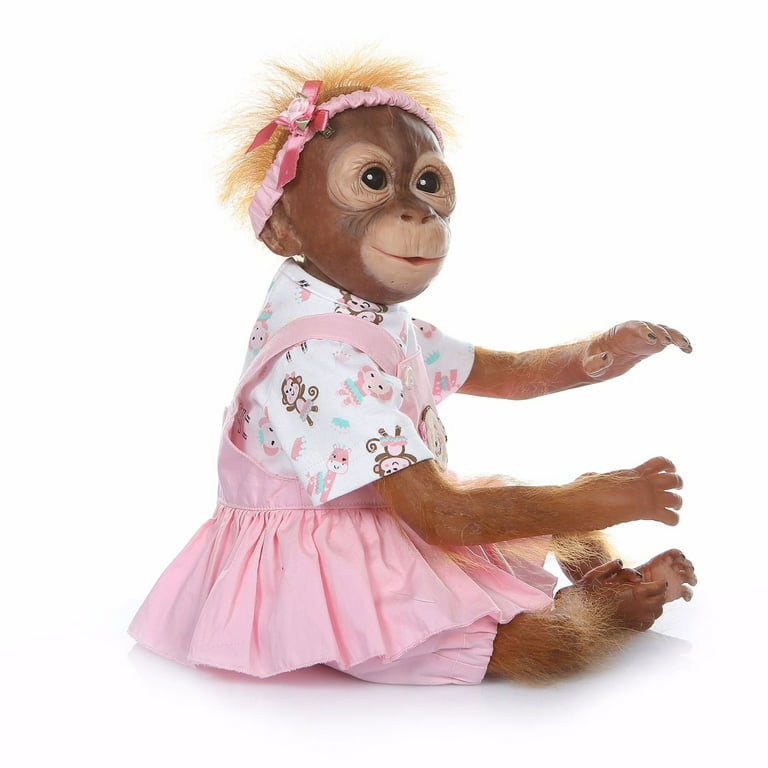 45CM Reborn Monkey Baby Orangutans Lifelike Soft Touch Cuddly Soft Body  Doll Collectible Art Gifts for