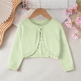 thumbnail image 6 of Lmnyox Cardigan Sweaters for Girls Cute Ruffle Trim Button Crew Neck Knitted Tops Fashion Plain Long Sleeve Sweaters, 6 of 8