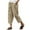Khaki, variant on Pxkloy Womens Capri Pants Cotton Linen Cropped Trousers Summer Wide Leg Drawstring High Waist Palazzo Pants with Button and Pockets Army Green,S