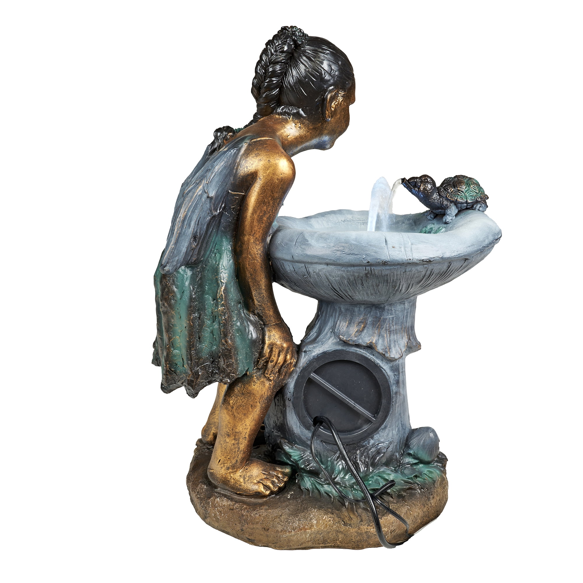 Girl Playing By Water Fountain with White LED