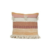 Foreside Home & Garden Multicolor Striped Hand Woven 18x18" Cotton Decorative Throw Pillow with Hand Tied Fringe