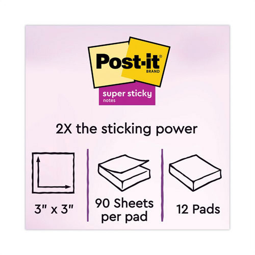 Pads in Energy Boost Collection Colors, 3" x 3", 90 Sheets/Pad, 12 Pads/Pack | Bundle of 2 Packs