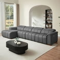 thumbnail image 3 of LiviNest 4 Seats Reclining Sofa: Genuine Leather L-Shaped Couch with Electric Control & USB Port - Wall-Hugger Theater Seating Furniture with Adjustable Headrest & Footrest for Living Room & Home The, 3 of 6