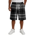 thumbnail image 3 of Delconic Men Holiday Tartan Plaid Quick Dry Knee Length Casual Shorts Elastic Drawstring Waist Side Pockets Loose Fit Short Pants For Summer Beach Gym Hiking Daily Black L, 3 of 5