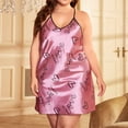 thumbnail image 2 of Ujnder Valentine's Day Plus Size Nightgown Backless Ice Suspender Deep V Neck Short Pink XXXXXL, 2 of 5