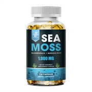 Imatchme 100% Natural Sea Moss Capsules 1000mg Supplement - Immune System, Gut, Skin & Thyroid Support - 120 Capsules