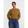 thumbnail image 2 of Scenario Women's Crewneck Cable Knit Mid-weight Sweater, Sizes XS-XXXL, 2 of 6