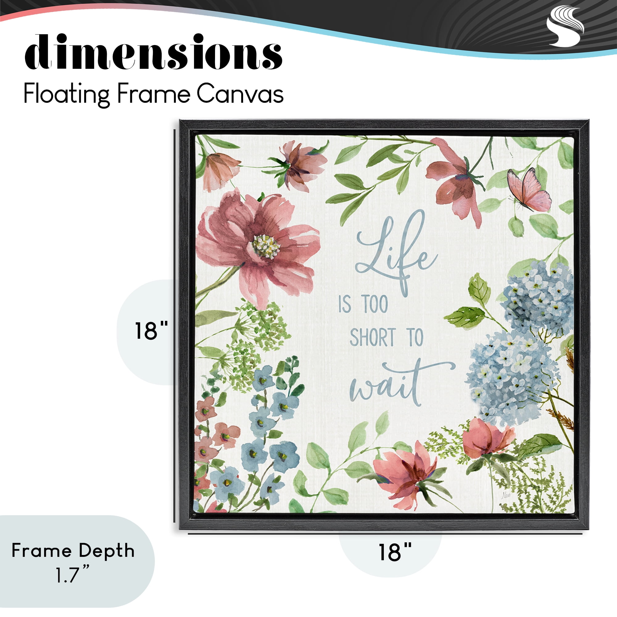 Stupell Industries Too Short To Wait Black Framed Floater Canvas Wall Art, design by Nan