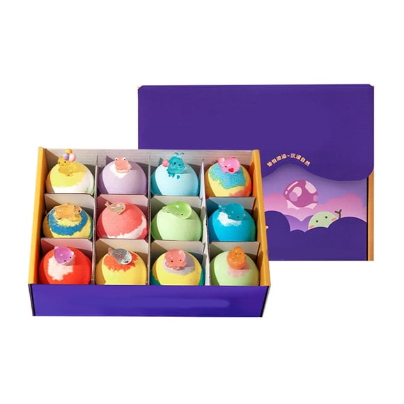12 Pack Bath Bomb Set With Surprise Toys Inside Colorful Fizzing Bath Balls Gentle Skin Care Aromatherapy Bubble Bath Gift Set For Birthday Holiday Party Favor Relaxing Spa Experience
