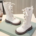 thumbnail image 4 of Shadoumai Girls Boots Fashion High Sleeve Leather Boots for Little Girls with Side Zipper and Camellia Flower Accessories Stylish Comfortable Durable, 4 of 8