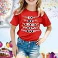 thumbnail image 2 of Hauts d'Été Enfants Fille Tout-Petit Été Manches Courtes T-Shirt d'Anniversaire Col Rond Décontracté Basique T-Shirt Fille Rouge 6 Ans-7 Ans, 2 of 4