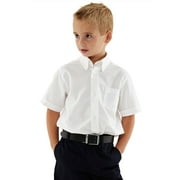 French Toast Boys Short Sleeve Oxford Shirt Standard Husky