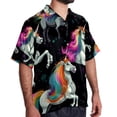 thumbnail image 2 of Robot Unicorn Attack Men's Short Sleeve Hawaiian Shirt, Casual Printed Button Down Beach Tops for Summer, Spread Collar Mens Shirts Unisex, 2 of 6