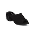 thumbnail image 1 of New Women Wild Diva Larina-39 Faux Suede Peep Toe Faux Furl Block Heel Mule, 1 of 5