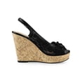 thumbnail image 3 of BLISSFUL STEP Women's Shoes Floral Lace Platform Peep Toe Wedge Heel Sandals Black 7, 3 of 8