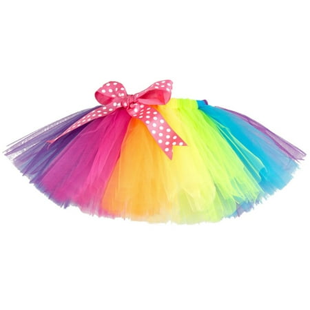 BOBORA Fashion Girls Kids Rainbow Color Tutu Party Ballet Dance Wear Skirts