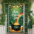 thumbnail image 6 of Green Theme St. Patrick's Day Banner Shamrock Pattern Irish Festival Display Gold Coins Design Beer Mug Leprechaun Backdrop for St. Patrick's Day Party Irish Celebration Pub Event, 6 of 9
