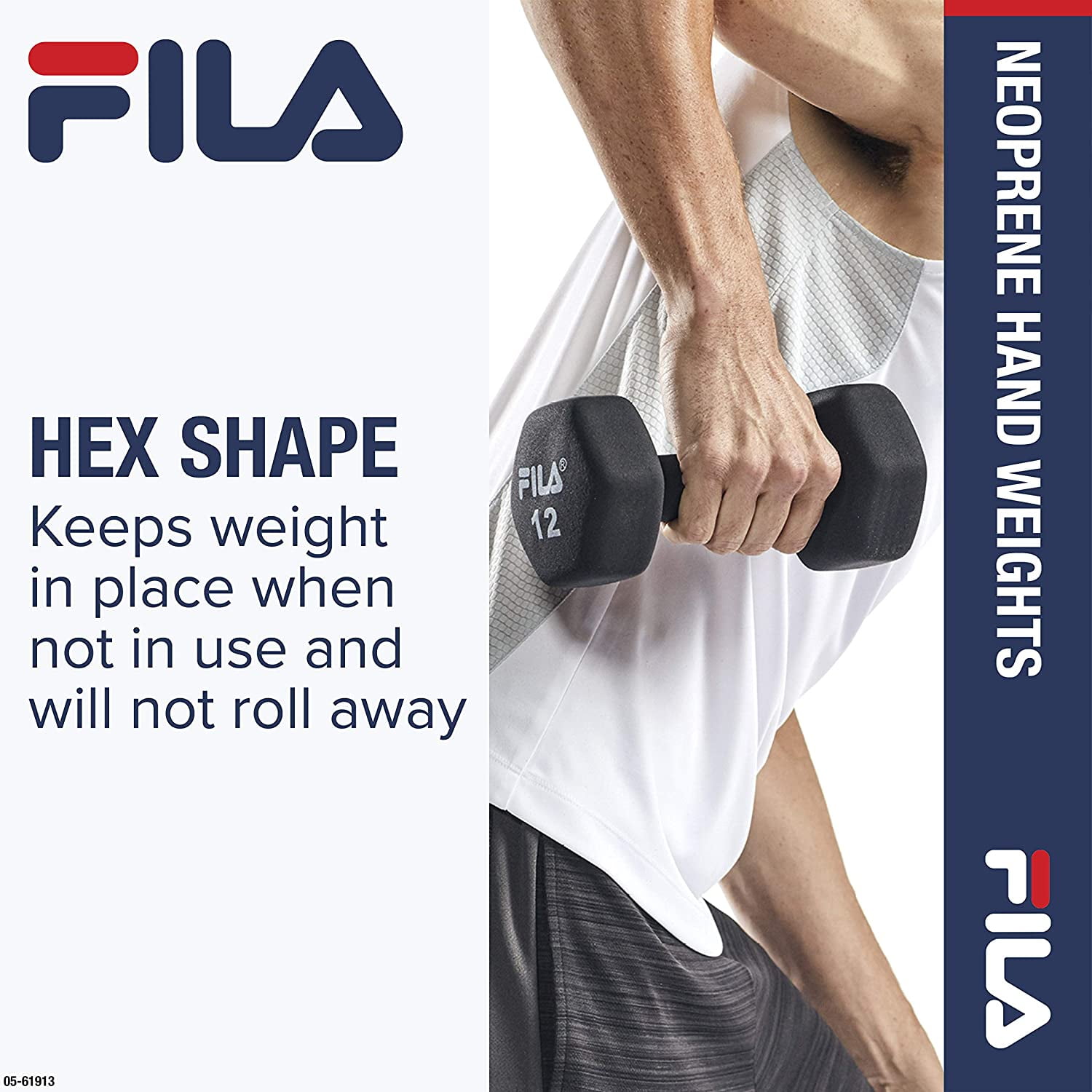 Fila 2-Pack Neoprene Dumbbell Set, Black - 10 lbs