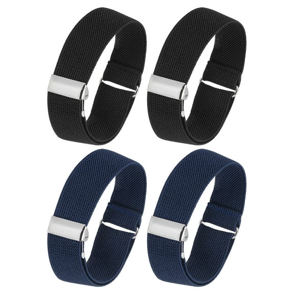 Anti-Slip Sleeve Garter Elastic Shirt Sleeve Holders for Men Women, Black/Navy Blue 4 Pack/2 Pair