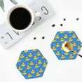 thumbnail image 4 of Vsdgher Cute Yellow Rubber Ducks Leather Coasters for Drinks, Durable Drink Coasters 4 Set for Tabletop Protection, Luxurious Home Décor and Housewarming Gift-Hexagon, 4 of 6