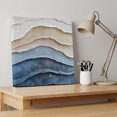 thumbnail image 3 of Ships Next Day Canvas Wall Art 8"x8", Blue Beige Wood Framed Canvas Print Painting, Coastal Wave Modern Abstract Art Ready to Hang Small Picture Wall Decor for Home Bathroom Nursery Kitchen, 3 of 8