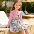 thumbnail image 3 of Aideaone Toddler Girls Dress Sleeveless Floral with Ruffle Cardigan 2 Piece Outfit Set 2-6T, 3 of 6