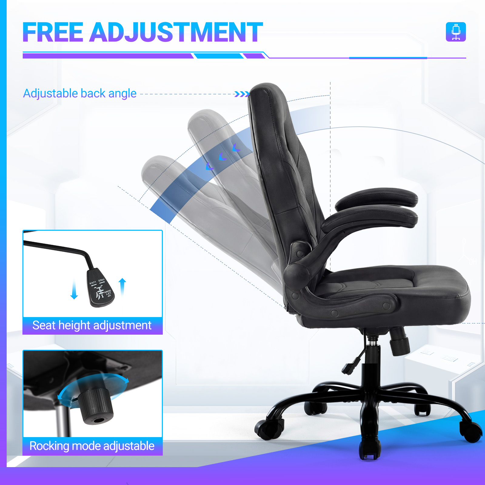 EDX Ergonomic Gaming Chair With Flip-Up Armrests photo 5