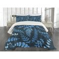 thumbnail image 3 of Ambesonne Blue Quilted Bedspread Set 3 Pcs, Floral Swirl Leaves Branch, Queen Size, Turquoise Pale Blue, 3 of 5