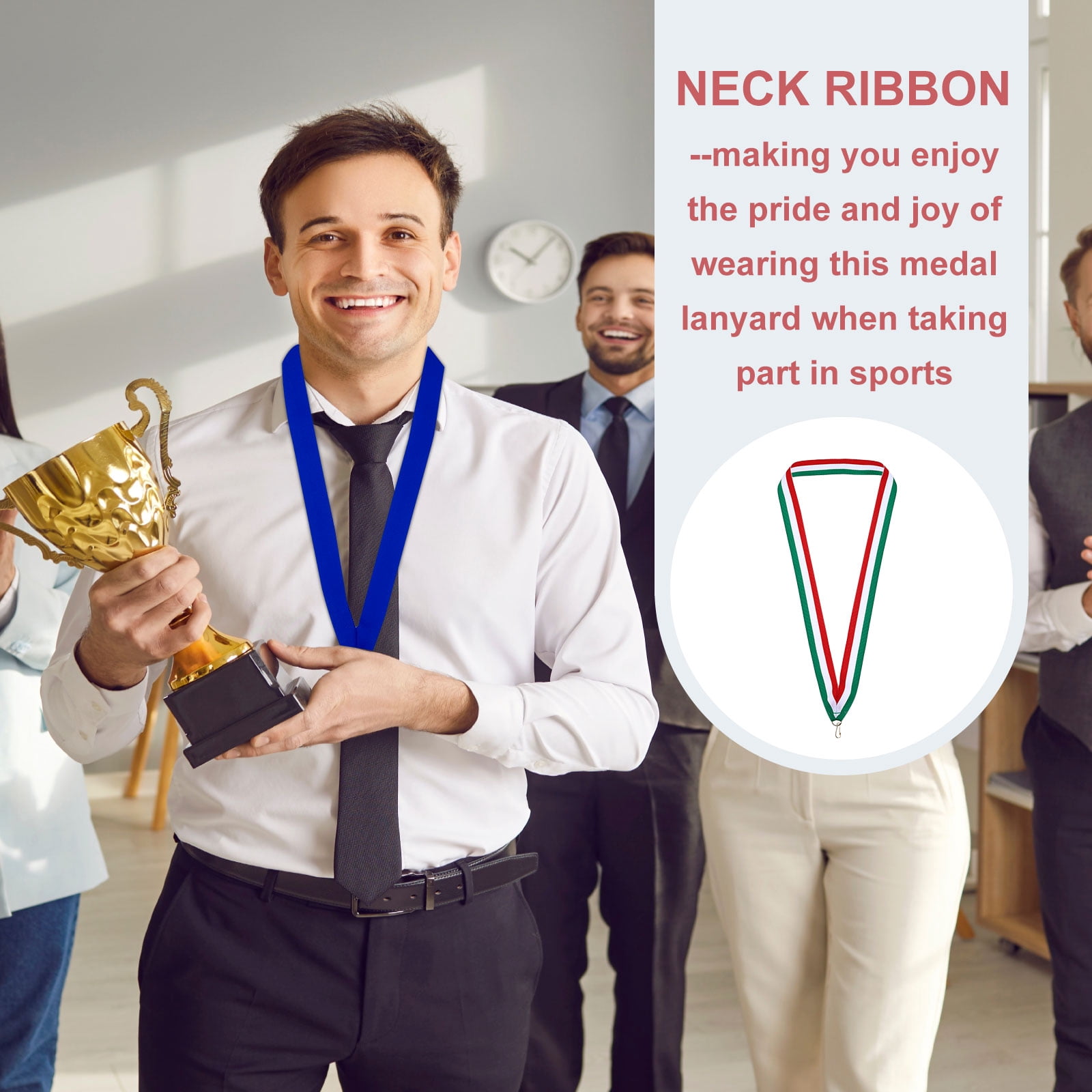Uxcell Award Neck Ribbons with Snap Clips Polyester Medal Lanyards for Competitions Green/White/Red 66 Pack