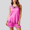 thumbnail image 5 of BUIGTTKLOP Satin Pajamas Sets for Women Sleeveless Bowknot Tank Tops Elastic Waisted Shorts Soft Loungewear, 5 of 6