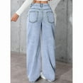 thumbnail image 2 of Women's High Waisted Wide Leg Loose Fit Stretch Denim Pants with Pockets -Comfortable Casual Tummy Control Straight Leg Straight-Look Jeans suitable for Spring/Autumn, Casual & Dressy Outfits, 2 of 3