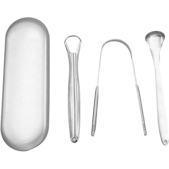 Tongue Scrapers Portable Stainless Steel Tongue Cleaner 3Pcs Stainless Steel Tongue Scrapers