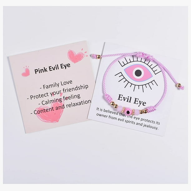 Chorfla Evil Eye Bracelet For Women Teen Girls Amulet Pink