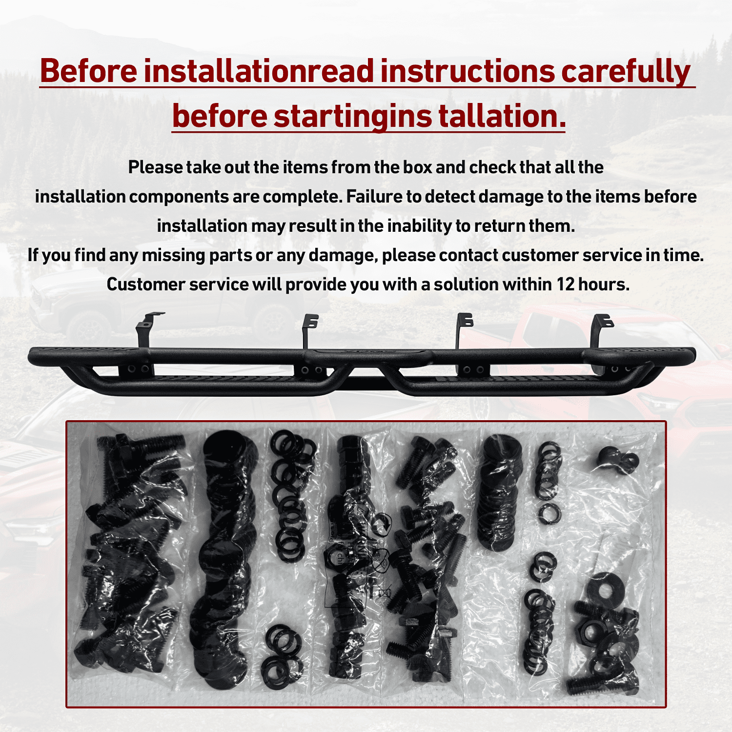 Vijay Running Boards Compatible with 2022-2023-2024-2025-2026 Toyota Tundra Crewmax Cab 4-Door A Pair Bolt-on Side Steps Rails Steel Nerf Bars