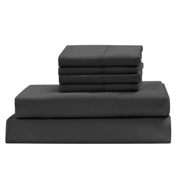300 Thread Count, 100% Egyptian Cotton Sheet Set 6 PC Twin Dark Grey 25" Deep Pocket
