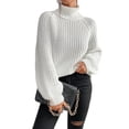 thumbnail image 1 of Innerwin Chandails à Col Roulé pour Femmes Chandail de Travail Manches Longues Ample Tricoté Blanc m, 1 of 4