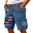 thumbnail image 2 of Men's Vintage Washed Cargo Shorts with America 250 Years Graphic and Utility Pockets Featuring Loose Fit Design Dark Blue XL, 2 of 5