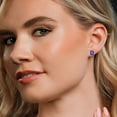 thumbnail image 4 of Gem Stone King 14K White Gold Blue Tanzanite Stud Earrings for Women Men (3.80 Cttw, Gemstone December Birthstone, Emerald Cut 8X6MM), 4 of 6