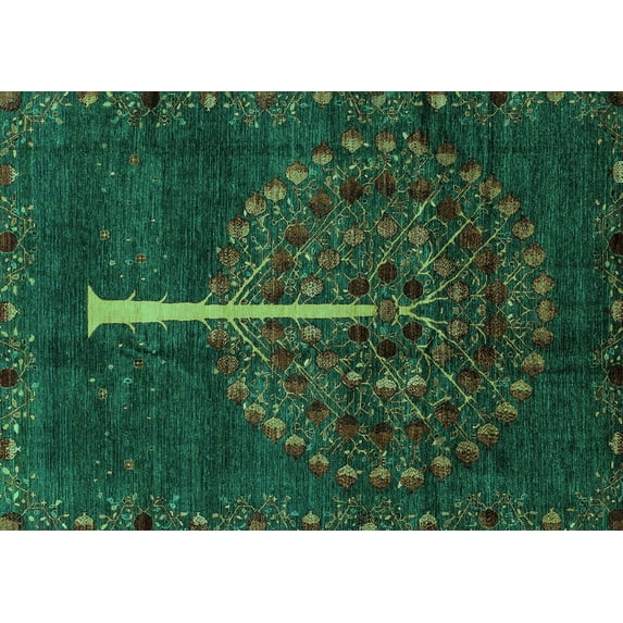 Ahgly Company Indoor Rectangle Abstract Turquoise Blue Modern Area Rugs, 2' x 5'