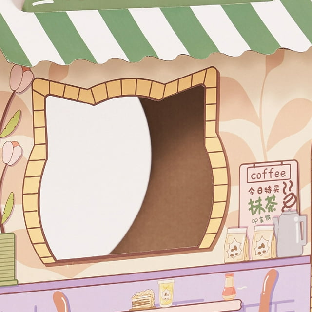 Maison pour Chat en Carton Maison pour Chat Maison de Jeu pour Chat en Carton Maison pour Chat Sûre Saine Résistante à l'Usure Maison de Jeu Portable avec Herbe à Chat pour Chats