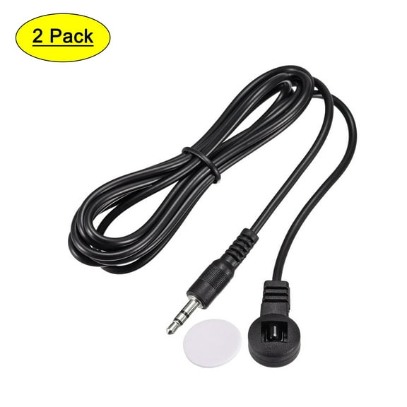 IR Infrared Receiver Extender Cable 3.5mm Jack 4.9FT Long 26ft Receiving Distance Black Flat Head 2pcs