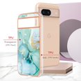 thumbnail image 6 of SaniMore for Google Pixel 8A Case with Wireless Charging Shockproof TPU Backplane Glitter Marble Pattern Fashion Design Anti-drop Anti-fingerprint Skin-feel Cover for Google Pixel 8A, Green, 6 of 12