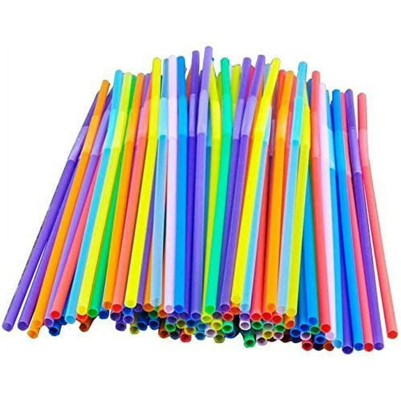 Ueonyo Teke Colorful Extra Long Flexible Drinking Straws Bendy Disposable Plastic Drinking Straws 100 Pack 10.2 inch Tall 2023