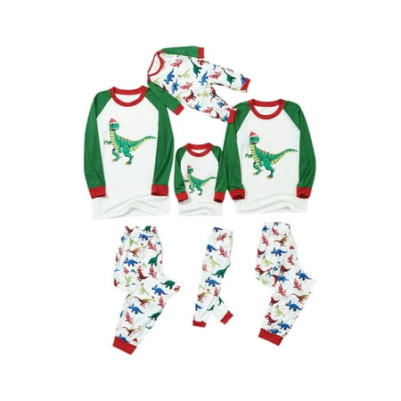 

Youweixiong Matching Christmas Pajamas for Family Holiday PJs for Women/Men/Kids Dinosaur Printed Loungewear Sleepwear