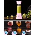 thumbnail image 2 of Licuadora portátil para jugos, batidos, jugos de frutas y verduras, batidora, 480 ml, sin BPA, mini licuadora USB para batidos rosa, 2 of 5