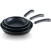 Cook N Home Basics Nonstick Frying Pan Set, Non Stick Saute Fry Pan Skillet Set, 8/9.5/11-Inch 3-Piece, Black
