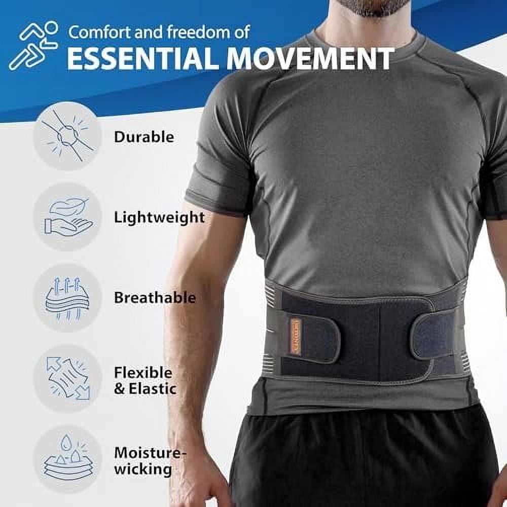 ORTONYX Lower Back Brace Lumbar Support Belt for Men and Women, Back pain Relief, Herniated Disc, Scoliosis, Sciatica/Black L