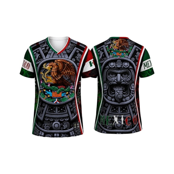 Men Mexico Soccer Jersey, Short Sleeve V Neck Breathable Sports Fan T Shirt for Game Match